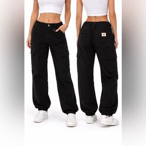 Fivestar General Low Rise Balloon Cargo Pants XS | Y2K Streetwear Black